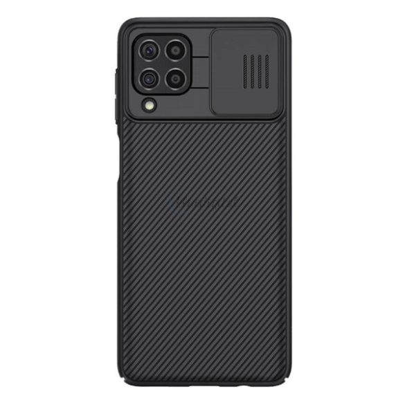 NILLKIN CAMSHIELD műanyag telefonvédő (szilikon keret, közepesen ütésálló, kamera védelem, csíkos) FEKETE Samsung Galaxy F62 (SM-E625)