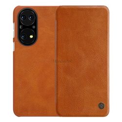   NILLKIN QIN tok álló, bőr hatású (FLIP, oldalra nyíló, bankkártya tartó) BARNA Huawei P50