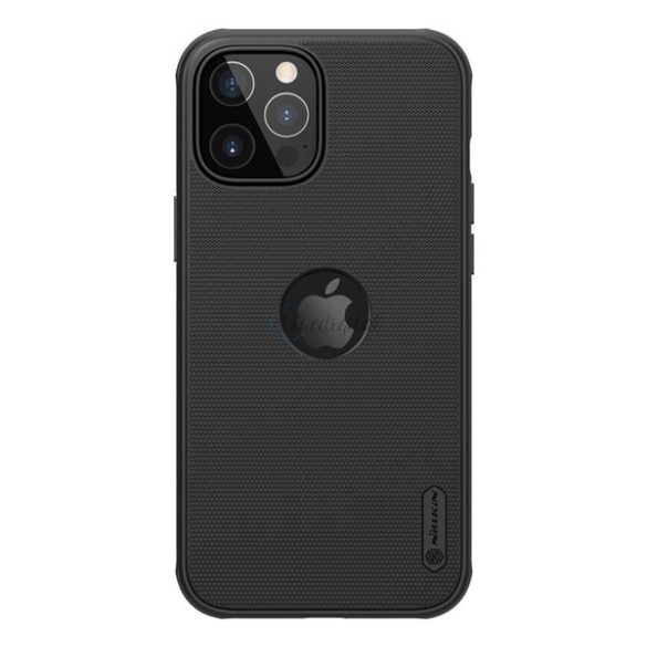 NILLKIN SUPER FROSTED PRO műanyag telefonvédő (közepesen ütésálló, gumírozott, érdes felület, logó kivágás) FEKETE Apple iPhone 12, Apple iPhone 12 Pro