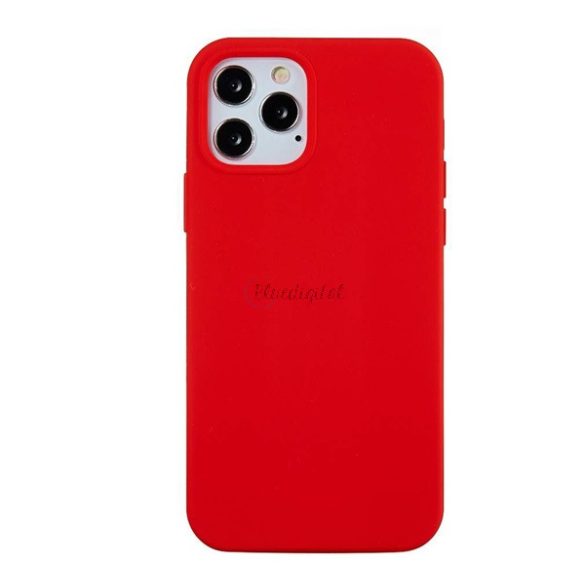 Szilikon telefonvédő (matt, mikrofiber plüss karcolásmentesítő belső, prémium) PIROS Apple iPhone 13 mini