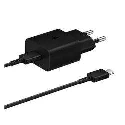   SAMSUNG hálózati töltő Type-C aljzat (15W, PD gyorstöltő + Type-C kábel) FEKETE