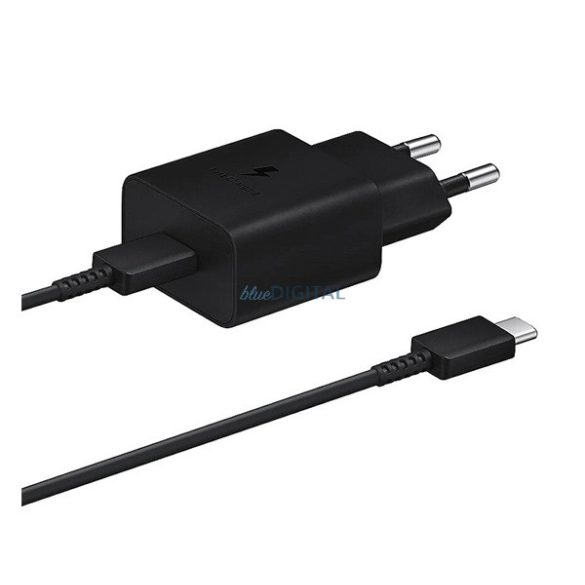 SAMSUNG hálózati töltő Type-C aljzat (45W, PD gyorstöltő + Type-C kábel, 180cm) FEKETE
