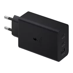   SAMSUNG hálózati töltő USB+2 Type-C aljzat (65W, PD gyorstöltő 3.0) FEKETE