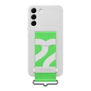 SAMSUNG szilikon telefonvédő (matt, beépített szíj) FEHÉR Samsung Galaxy S22 5G (SM-S901)