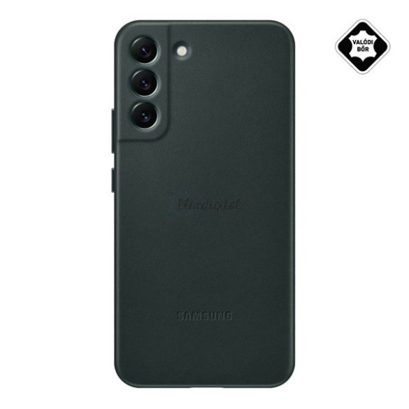 SAMSUNG műanyag telefonvédő (valódi bőr hátlap) SÖTÉTZÖLD Samsung Galaxy S22 Plus 5G (SM-S906)