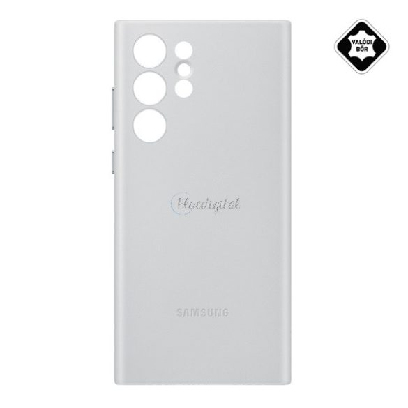 SAMSUNG műanyag telefonvédő (valódi bőr hátlap) VILÁGOSSZÜRKE Samsung Galaxy S22 Ultra 5G (SM-S908)