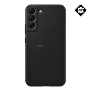 SAMSUNG műanyag telefonvédő (valódi bőr hátlap) FEKETE Samsung Galaxy S22 Plus (SM-S906)