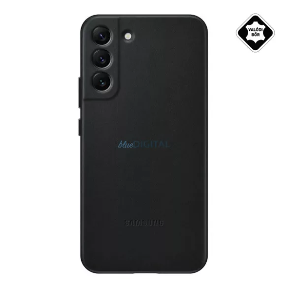 SAMSUNG műanyag telefonvédő (valódi bőr hátlap) FEKETE Samsung Galaxy S22 Plus (SM-S906)