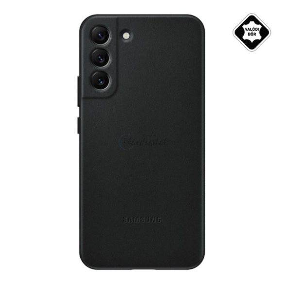 SAMSUNG műanyag telefonvédő (valódi bőr hátlap) FEKETE Samsung Galaxy S22 Plus 5G (SM-S906)