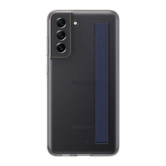 SAMSUNG szilikon telefonvédő (matt, S Pen tartó + kézpánt) FEKETE Samsung Galaxy S21 FE (SM-G990)