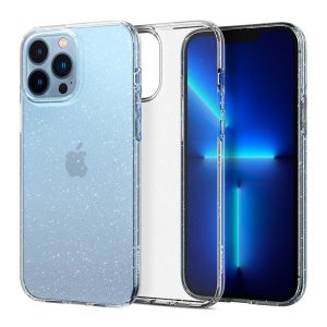 SPIGEN LIQUID CRYSTAL GLITTER szilikon telefonvédő (közepesen ütésálló, légpárnás sarok, csillámporos) ÁTLÁTSZÓ Apple iPhone 13 Pro Max