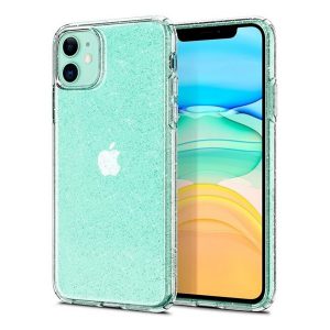 SPIGEN LIQUID CRYSTAL GLITTER szilikon telefonvédő (közepesen ütésálló, légpárnás sarok, csillámporos) ÁTLÁTSZÓ Apple iPhone 11