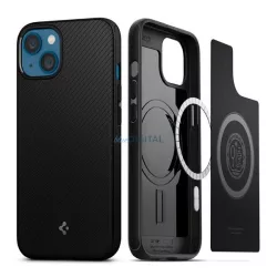   SPIGEN MAG szilikon telefonvédő (matt, ütésállóság, csíkos, MagSafe) FEKETE Apple iPhone 13 mini