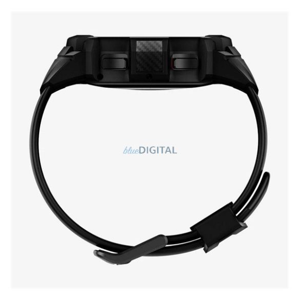 SPIGEN RUGGED ARMOR PRO pótszíj (egyedi méret, szilikon, közepesen ütésálló, állítható + szilikon keret) FEKETE Samsung Galaxy Watch 4 Classic 46 mm (SM-R890)