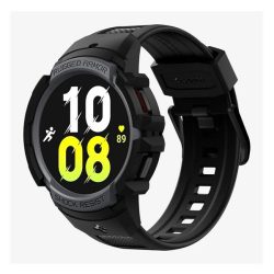   SPIGEN RUGGED ARMOR PRO pótszíj (egyedi méret, szilikon, ütésállóság + szilikon keret) SÖTÉTSZÜRKE Samsung Galaxy Watch 4 40 mm (SM-R860)