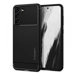   SPIGEN RUGGED ARMOR szilikon telefonvédő (közepesen ütésálló, légpárnás sarok, karbon minta) FEKETE Samsung Galaxy S21 FE (SM-G990)