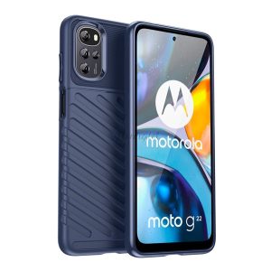 Szilikon telefonvédő (közepesen ütésálló, csíkos, dombor minta) SÖTÉTKÉK Motorola Moto G22 (XT2231), Motorola Moto E32s (XT2229), Motorola Moto E32 (XT2227)