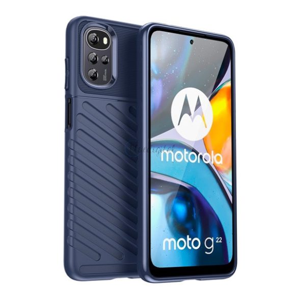 Szilikon telefonvédő (közepesen ütésálló, csíkos, dombor minta) SÖTÉTKÉK Motorola Moto G22 (XT2231), Motorola Moto E32s (XT2229), Motorola Moto E32 (XT2227)