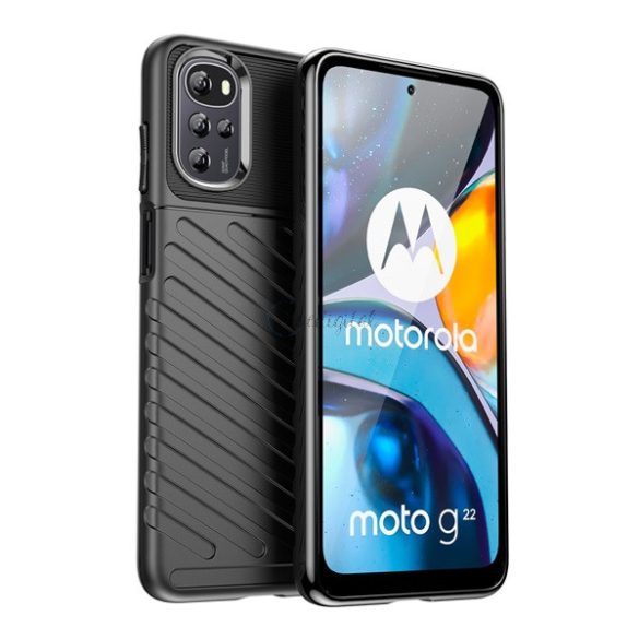 Szilikon telefonvédő (közepesen ütésálló, csíkos, dombor minta) FEKETE Motorola Moto G22 (XT2231), Motorola Moto E32s (XT2229), Motorola Moto E32 (XT2227)