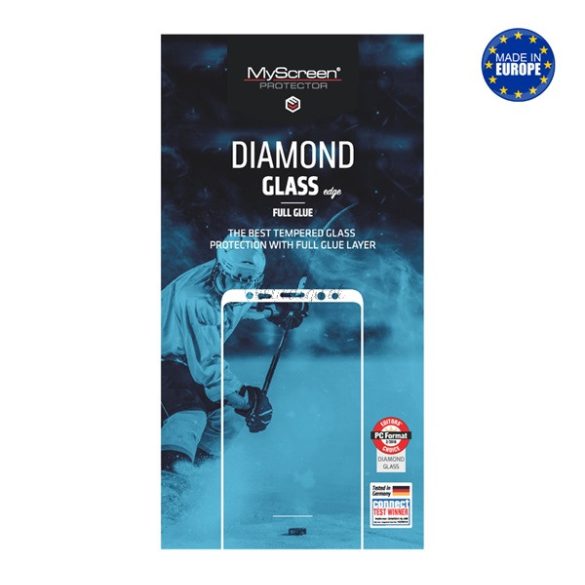 MYSCREEN DIAMOND GLASS EDGE képernyővédő üveg (2.5D, full glue, teljes felületén tapad, karcálló, 0.33 mm, 9H) FEKETE TCL 306 Cruz Lite