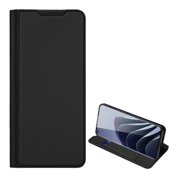 DUX DUCIS SKIN PRO tok álló, bőr hatású (FLIP, oldalra nyíló, bankkártya tartó, asztali tartó funkció) FEKETE OnePlus 10 Pro 5G