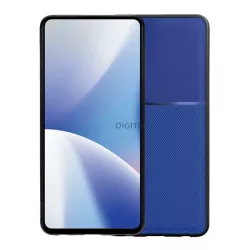   Szilikon telefonvédő (ütésállóság, mágneses, bőr hatású hátlap, csíkos) SÖTÉTKÉK Apple iPhone 11