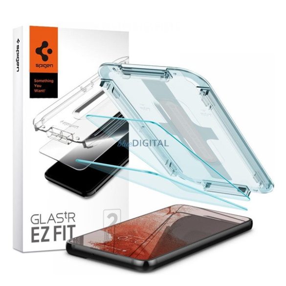 SPIGEN EZ FIT képernyővédő üveg 2db (2.5D, tokbarát, ultravékony, 0.2mm, 9H + segédkeret) ÁTLÁTSZÓ Samsung Galaxy S22 5G (SM-S901)