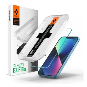 SPIGEN EZ FIT HD képernyővédő üveg (2.5D, tokbarát, ultravékony, 0.2mm, 9H + segédkeret) ÁTLÁTSZÓ Apple iPhone 13, Apple iPhone 13 Pro, Apple iPhone 14