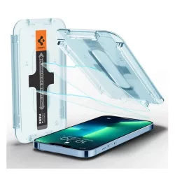   SPIGEN EZ FIT képernyővédő üveg 2db (2.5D full cover, tokbarát, ultravékony, 0.2mm, 9H + segédkeret) ÁTLÁTSZÓ Apple iPhone 13 Pro Max