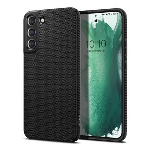 SPIGEN LIQUID AIR szilikon telefonvédő (közepesen ütésálló, légpárnás sarok, rombusz minta) FEKETE Samsung Galaxy S22 Plus 5G (SM-S906)