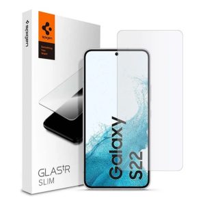 SPIGEN SLIM képernyővédő üveg (2.5D, extra karcálló, tokbarát, ultravékony, 0.2mm, 9H) ÁTLÁTSZÓ Samsung Galaxy S22 5G (SM-S901)