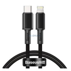   BASEUS adatkábel (Type-C - lightning, 20W, PD gyorstöltő, 100cm, törésgátló) EZÜST/FEKETE