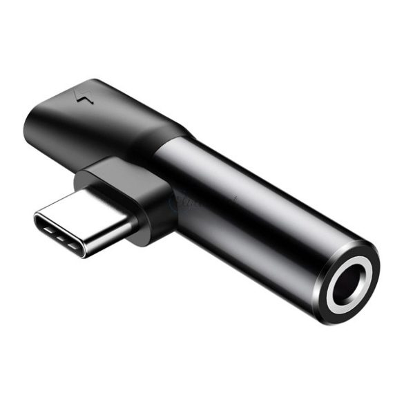 BASEUS audió adapter (3.5mm jack+Type-C aljzat - Type-C) FEKETE