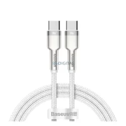   BASEUS CAFULE adatkábel (Type-C - Type-C, 100W, PD gyorstöltő, cipőfűző, 100cm) FEHÉR