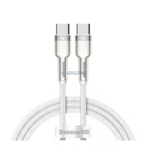 BASEUS CAFULE adatkábel (Type-C - Type-C, 100W, PD gyorstöltő, cipőfűző, 100cm) FEHÉR