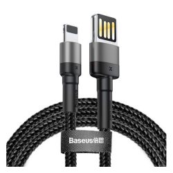   BASEUS CAFULE adatkábel (USB - lightning, 2.4A, gyorstöltő, 100cm, cipőfűző) FEKETE