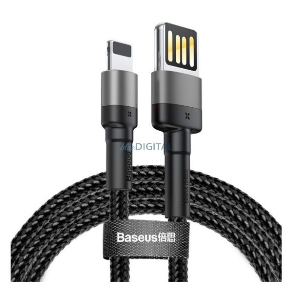 BASEUS CAFULE adatkábel (USB - lightning, 2.4A, gyorstöltő, 100cm, cipőfűző) FEKETE
