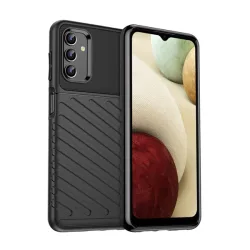  Szilikon telefonvédő (közepesen ütésálló, csíkos, dombor minta) FEKETE Samsung Galaxy A13 4G (SM-A135F / A137F)