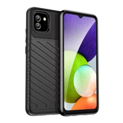  Szilikon telefonvédő (közepesen ütésálló, csíkos, dombor minta) FEKETE Samsung Galaxy A03 (SM-A035)