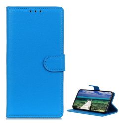   Tok álló, bőr hatású (FLIP, oldalra nyíló, asztali tartó funkció, prémium) VILÁGOSKÉK Realme C35