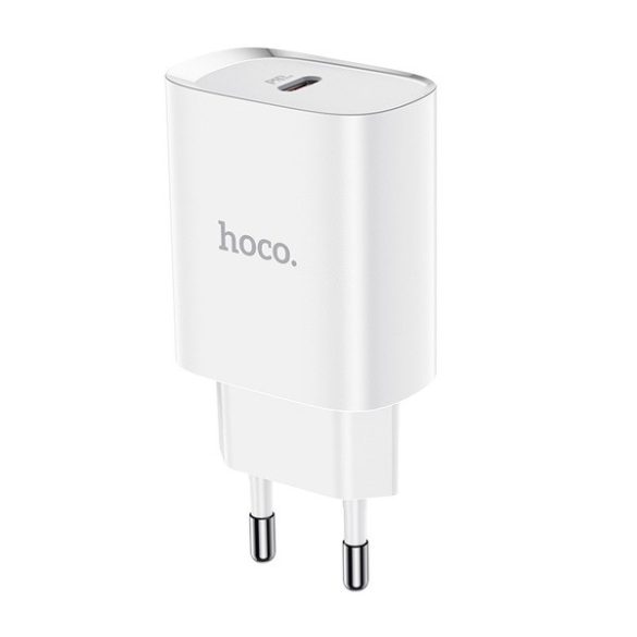 HOCO N14 hálózati töltő Type-C aljzat (20W, PD gyorstöltő) FEHÉR 