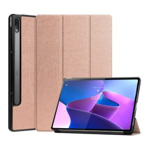 Tok álló, bőr hatású (aktív FLIP, oldalra nyíló, TRIFOLD, asztali tartó, ceruza tartó) ROZÉARANY Lenovo Tab P12 Pro (TB-Q706F)