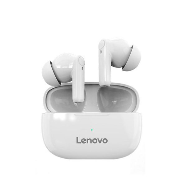 LENOVO HT05 bluetooth fülhallgató SZTEREO (v5.0, TWS, mikrofon, cseppálló, zajszűrő + töltőtok) FEHÉR