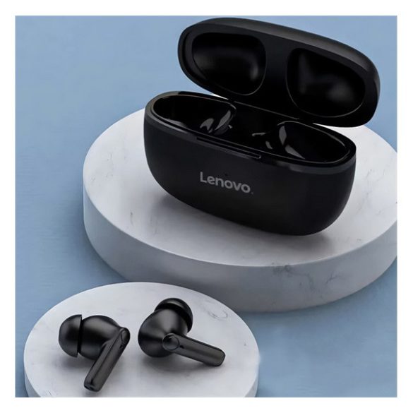 LENOVO HT05 bluetooth fülhallgató SZTEREO (v5.0, TWS, mikrofon, cseppálló, zajszűrő + töltőtok) FEKETE