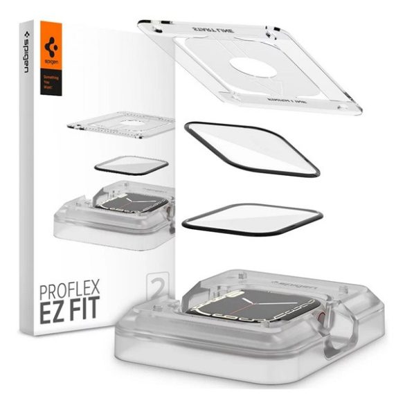 SPIGEN EZ FIT kijelzővédő üveg 2db (2.5D, 0.2mm, ultravékony, 9H) FEKETE Apple Watch Series 7 45mm