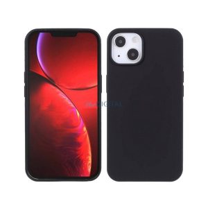 Szilikon telefonvédő (matt, mikrofiber plüss karcolásmentesítő belső, prémium) FEKETE Apple iPhone 13