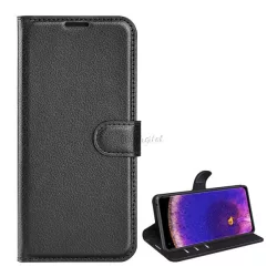   Tok álló, bőr hatású (FLIP, oldalra nyíló, asztali tartó funkció, prémium) FEKETE Oppo Find X5 Pro