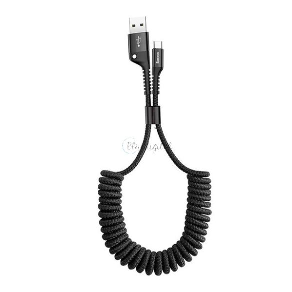 BASEUS adatkábel (USB - Type-C, 2A, spirálkábel, 100cm) FEKETE