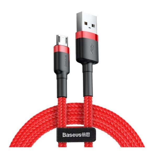 BASEUS CAFULE adatkábel (USB - microUSB, 1.5A, gyorstöltő, 200cm, törésgátló) PIROS