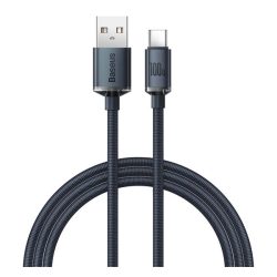   BASEUS CRYSTAL SHINE adatkábel (USB - Type-C, 100W, PD gyorstöltő, 120cm, cipőfűző) FEKETE